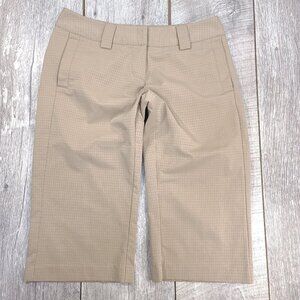 Adidas Womens 3 Stripe Golf Shorts Size 2 Beige ClimaLite Performance Capri